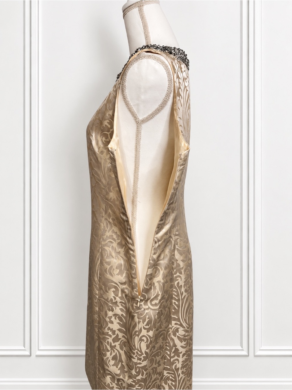 Vintage Y2K Banana Republic Silk Beaded Jacquard Cocktail Dress Size 10 - Picture 8 of 10